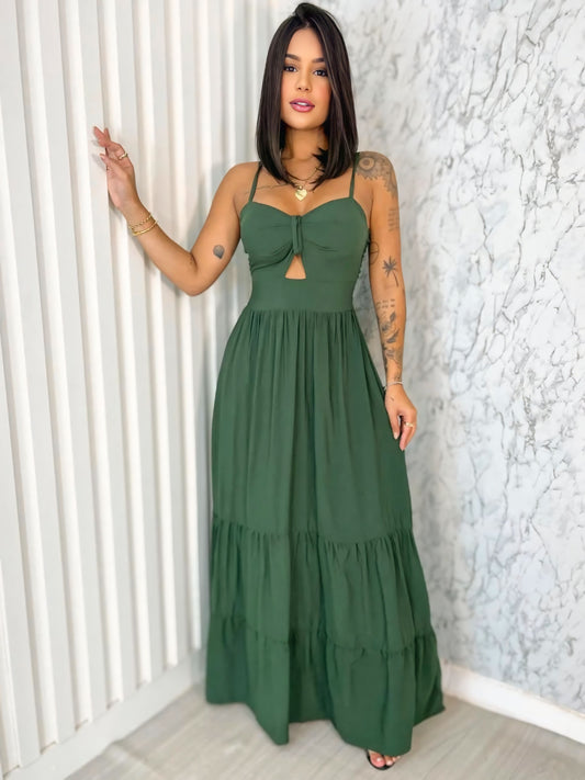 Vestido Yas com Decote Vazado - Viscolinho Premium - Várias Cores